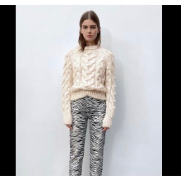 Zara The Knitwear Collection Cable‎ Chunky Sweater - Picture 2 of 9